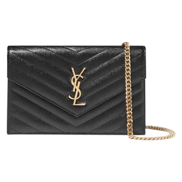 SAINT LAURENT monogram quilted leather wallet on chain crossbody bag WOC - Picture 1 of 7